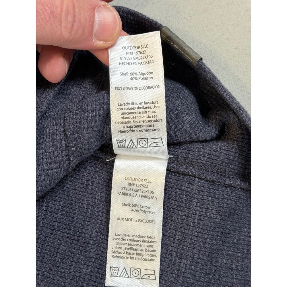 Eddie Bauer men's XL waffle knit thermal long sleeve shirt, blue/gray, pre-owned - Picture 7 of 9